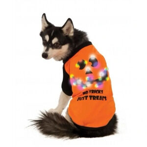 RUBIE'S LED HALLOWEEN SHIRT - Orange Black Light Up LED Pumpkin Mediumn